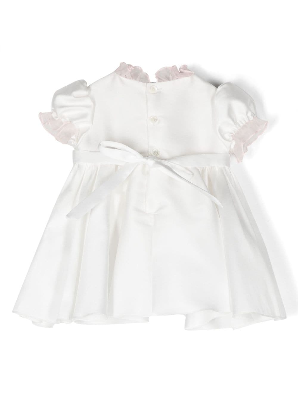 Abito con fiocco per neonata La Stupenderia bianco con pannelli in tulle - Rubino Kids