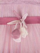 Abito con glitter per bambina Monnalisa rosa con maniche corte a palloncino - Rubino Kids