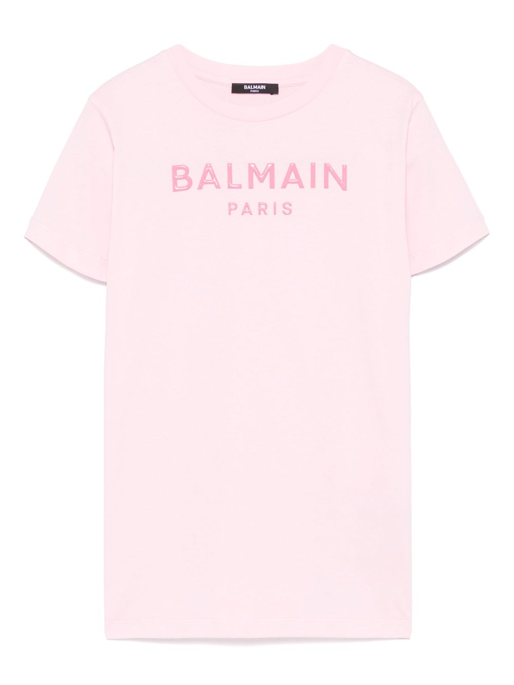 Abito con logo in rilievo per bambina Balmain Kids rosa con girocollo - Rubino Kids