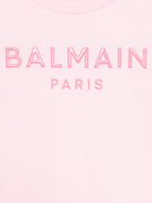 Abito con logo in rilievo per bambina Balmain Kids rosa con girocollo - Rubino Kids