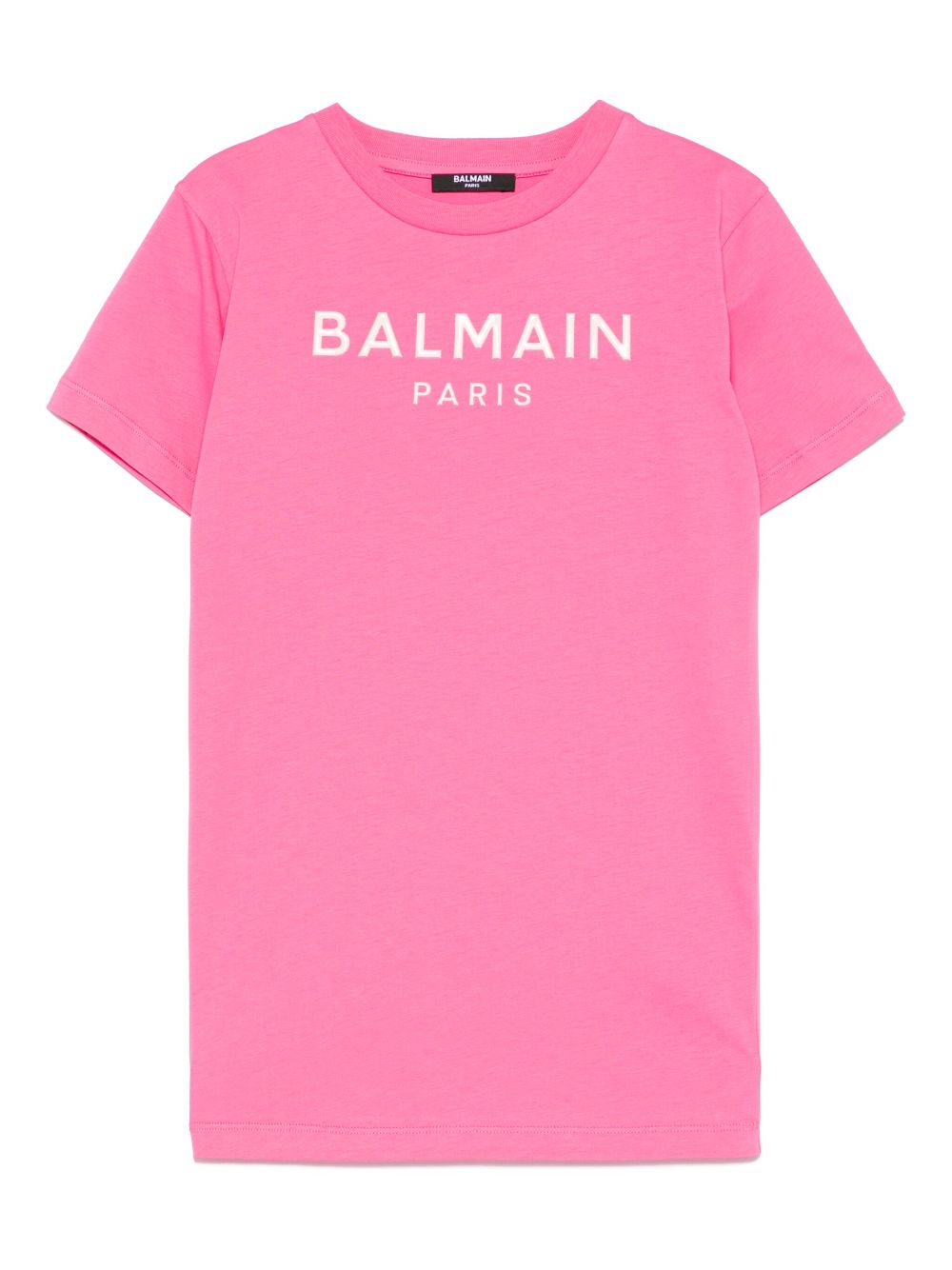 Abito con logo in rilievo per bambina Balmain Kids rosa con girocollo - Rubino Kids