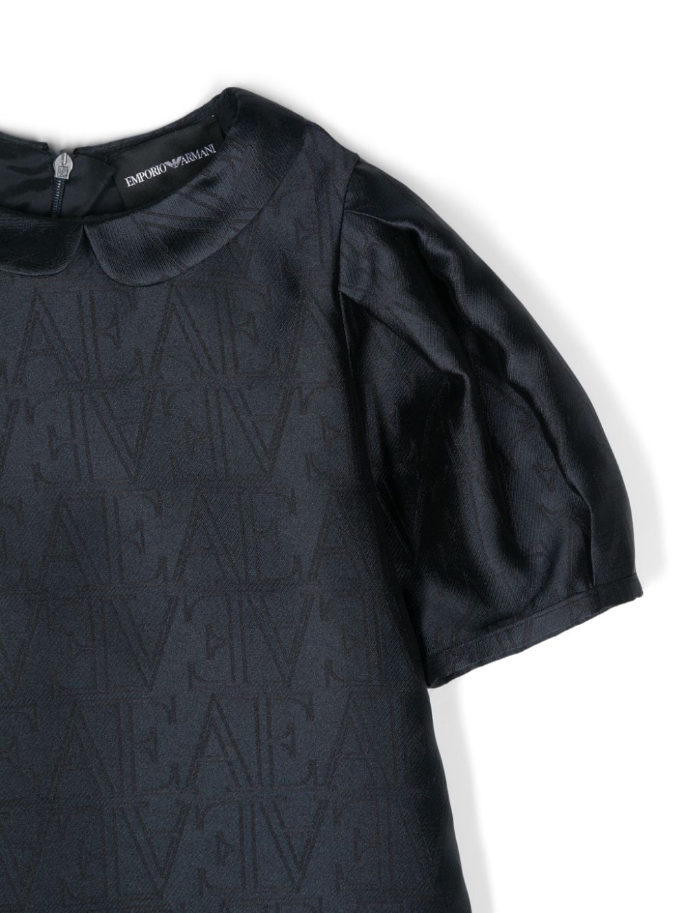 Abito con logo jacquard per bambina Emporio Armani Kids blu con orlo dritto - Rubino Kids