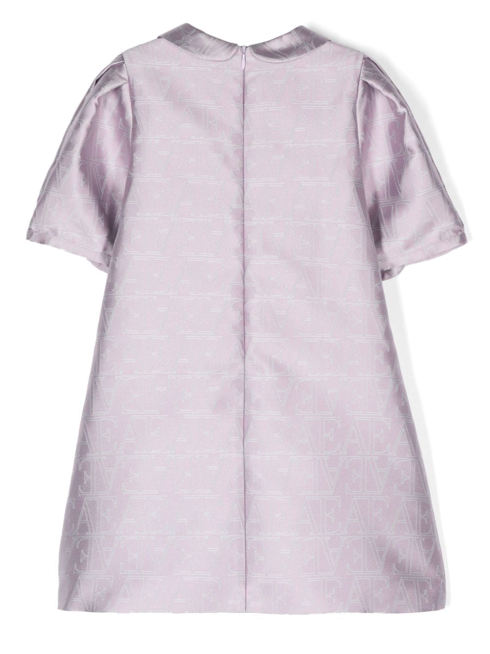 Abito con logo jacquard per bambina Emporio Armani Kids viola con colletto Peter Pan - Rubino Kids