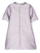 Abito con logo jacquard per bambina Emporio Armani Kids viola con colletto Peter Pan - Rubino Kids