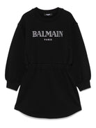 Abito con logo per bambina Balmain Kids nero con vita elasticizzata - Rubino Kids