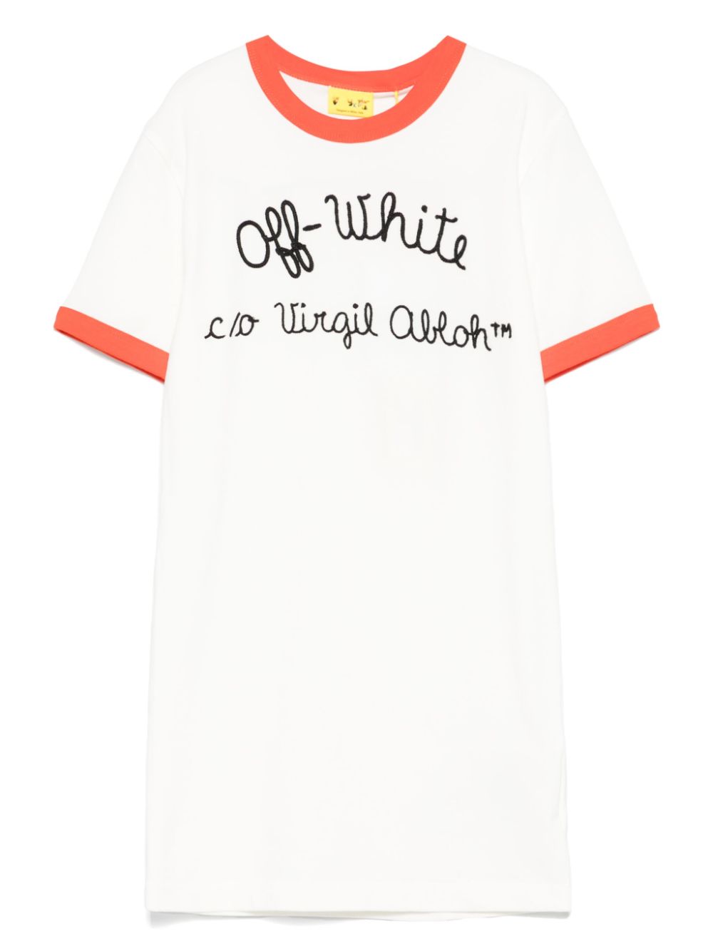 Abito con logo ricamato per bambina Off - White Kids bianco con bordo a contrasto - Rubino Kids