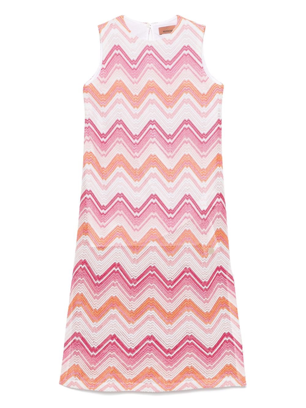 Abito con motivo a zigzag per bambina Missoni Kids bianco con spacchi laterali - Rubino Kids