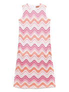 Abito con motivo a zigzag per bambina Missoni Kids bianco con spacchi laterali - Rubino Kids