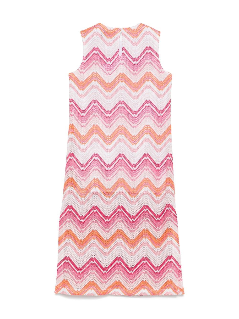 Abito con motivo a zigzag per bambina Missoni Kids bianco con spacchi laterali - Rubino Kids