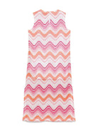 Abito con motivo a zigzag per bambina Missoni Kids bianco con spacchi laterali - Rubino Kids