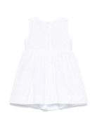 Abito con ricamo a fiori per neonata Monnalisa bianco con scollo rotondo - Rubino Kids