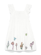 Abito con ricamo per bambina Stella McCartney Kids bianco con fodera parziale - Rubino Kids