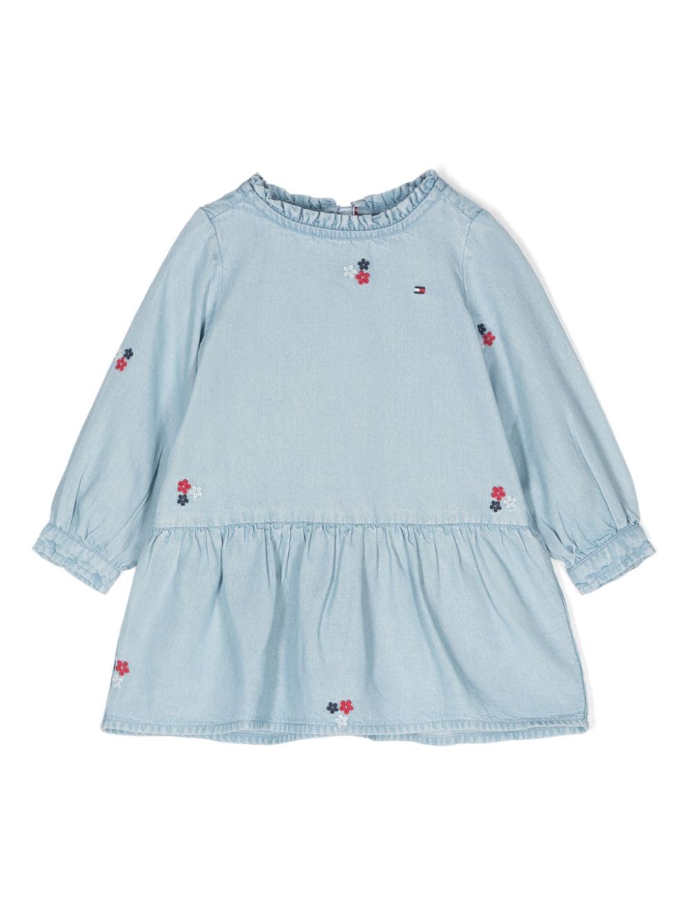 Abito con ricamo per neonata Tommy Hilfiger Junior azzurro con scollo a goccia - Rubino Kids