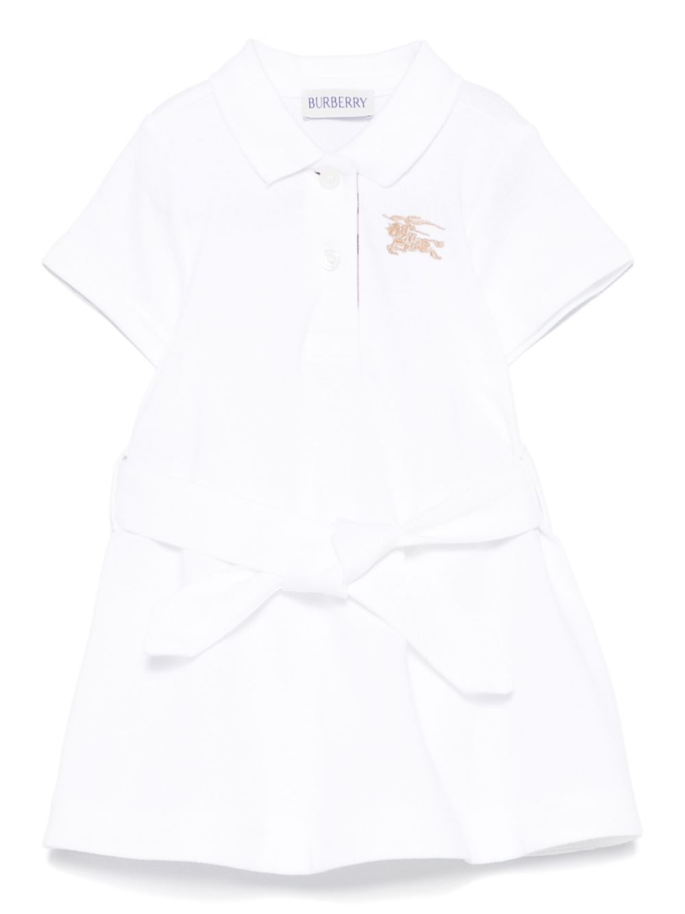 Abito con ricamo per neonato Burberry Kids bianco con colletto stile polo - Rubino Kids