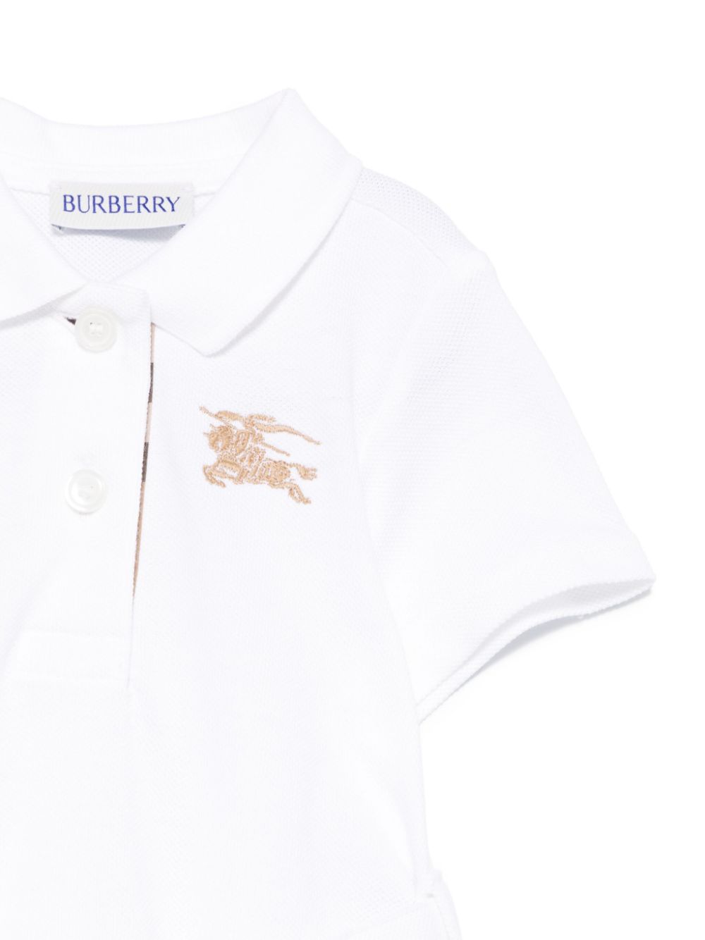 Abito con ricamo per neonato Burberry Kids bianco con colletto stile polo - Rubino Kids