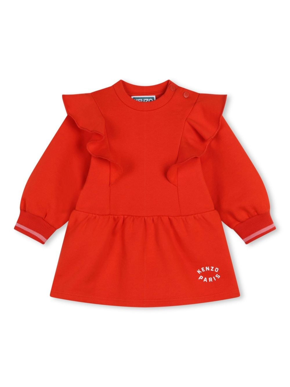 Abito con ruches per neonata Kenzo Kids rosso con scollo rotondo - Rubino Kids