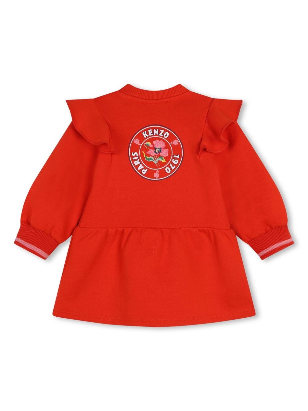 Abito con ruches per neonata Kenzo Kids rosso con scollo rotondo - Rubino Kids