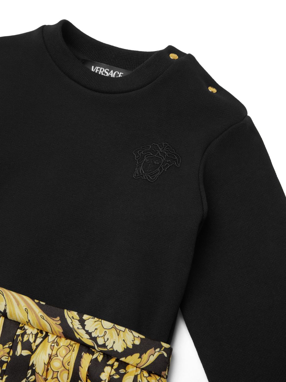 Abito con stampa barocca per neonata Versace Kids nero con girocollo - Rubino Kids