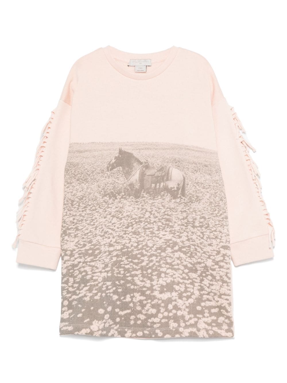 Abito con stampa grafica per bambina Stella McCartney Kids rosa con scollo rotondo - Rubino Kids