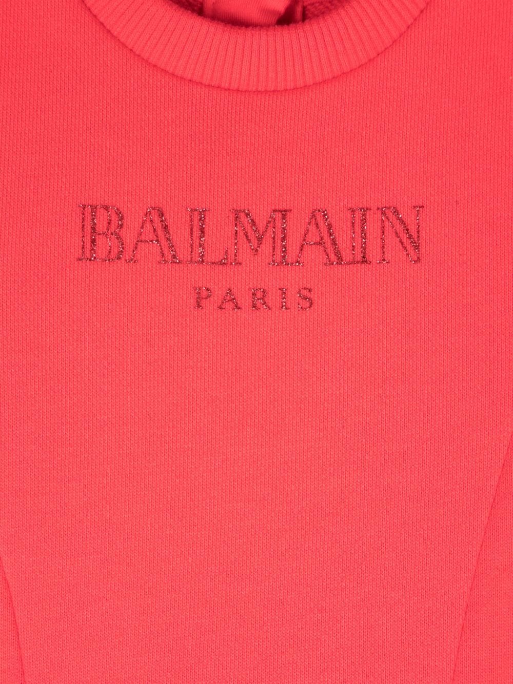 Abito con stampa logo per neonata Balmain Kids rosso con design glitterati - Rubino Kids