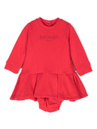 Abito con stampa logo per neonata Balmain Kids rosso con design glitterati - Rubino Kids