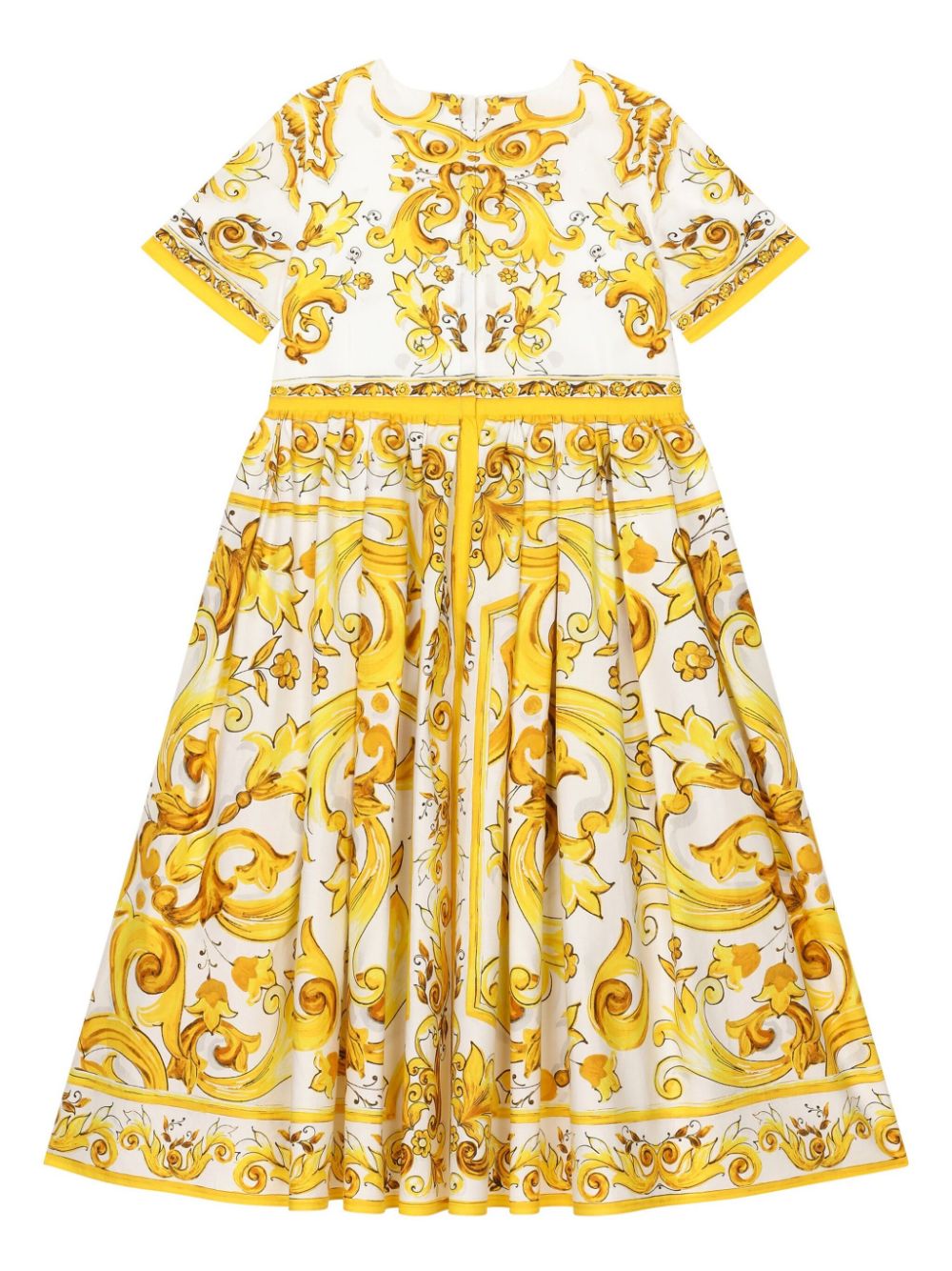 Abito con stampa maioliche per bambina Dolce & Gabbana Kids con scollo rotondo - Rubino Kids