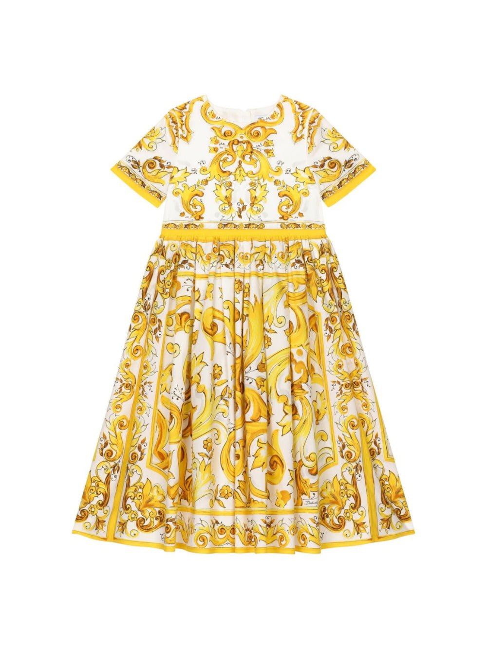 Abito con stampa maioliche per bambina Dolce & Gabbana Kids con scollo rotondo - Rubino Kids