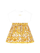 Abito con stampa per bambina Dolce & Gabbana Kids bianco con logo ricamato - Rubino Kids