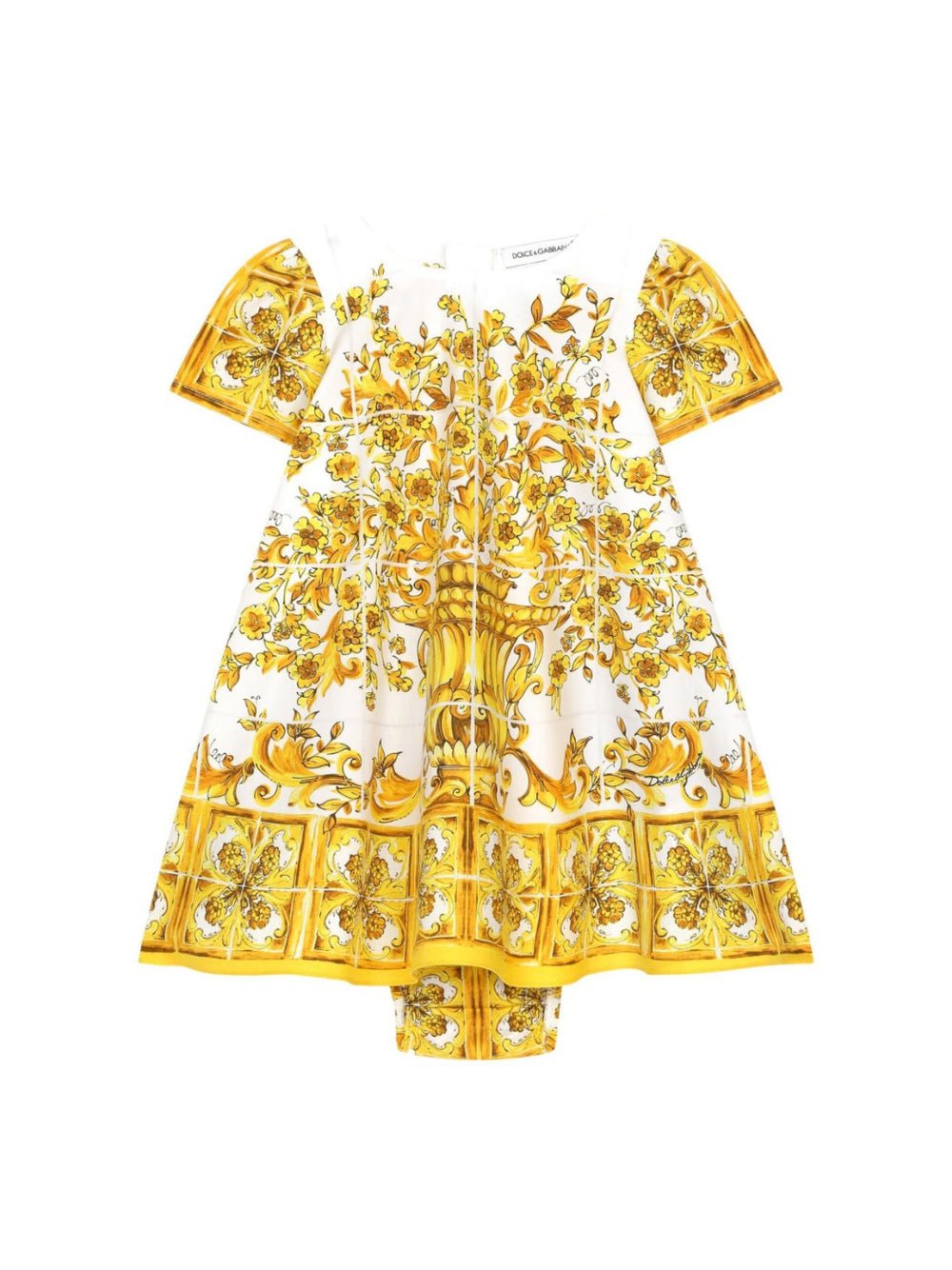 Abito con stampa per neonata Dolce & Gabbana Kids giallo con gonna svasata - Rubino Kids