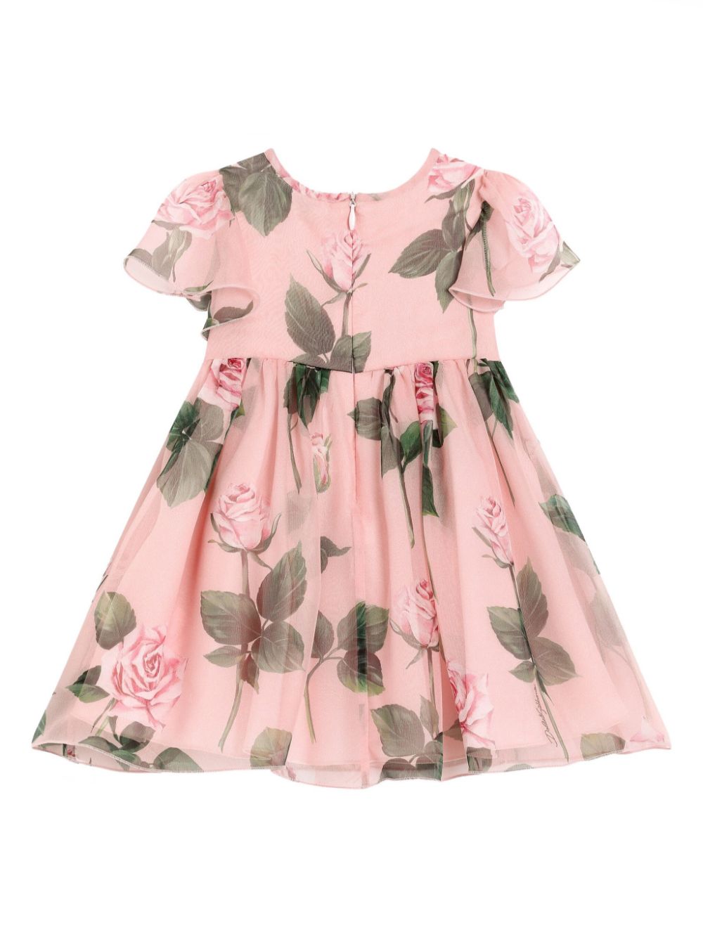 Abito con stampa per neonata Dolce & Gabbana Kids rosa con dettaglio con arricciature - Rubino Kids