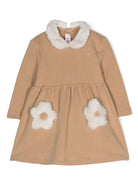 abito con toppe floreali in pelliccia sintetica - Rubino Kids