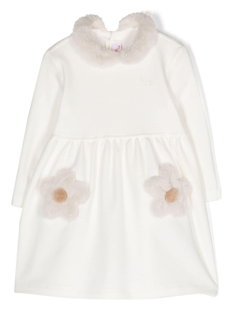 abito con toppe floreali in pelliccia sintetica - Rubino Kids