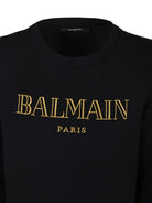 Abito corto con ricamo per bambina Balmain Kids nero con girocollo - Rubino Kids