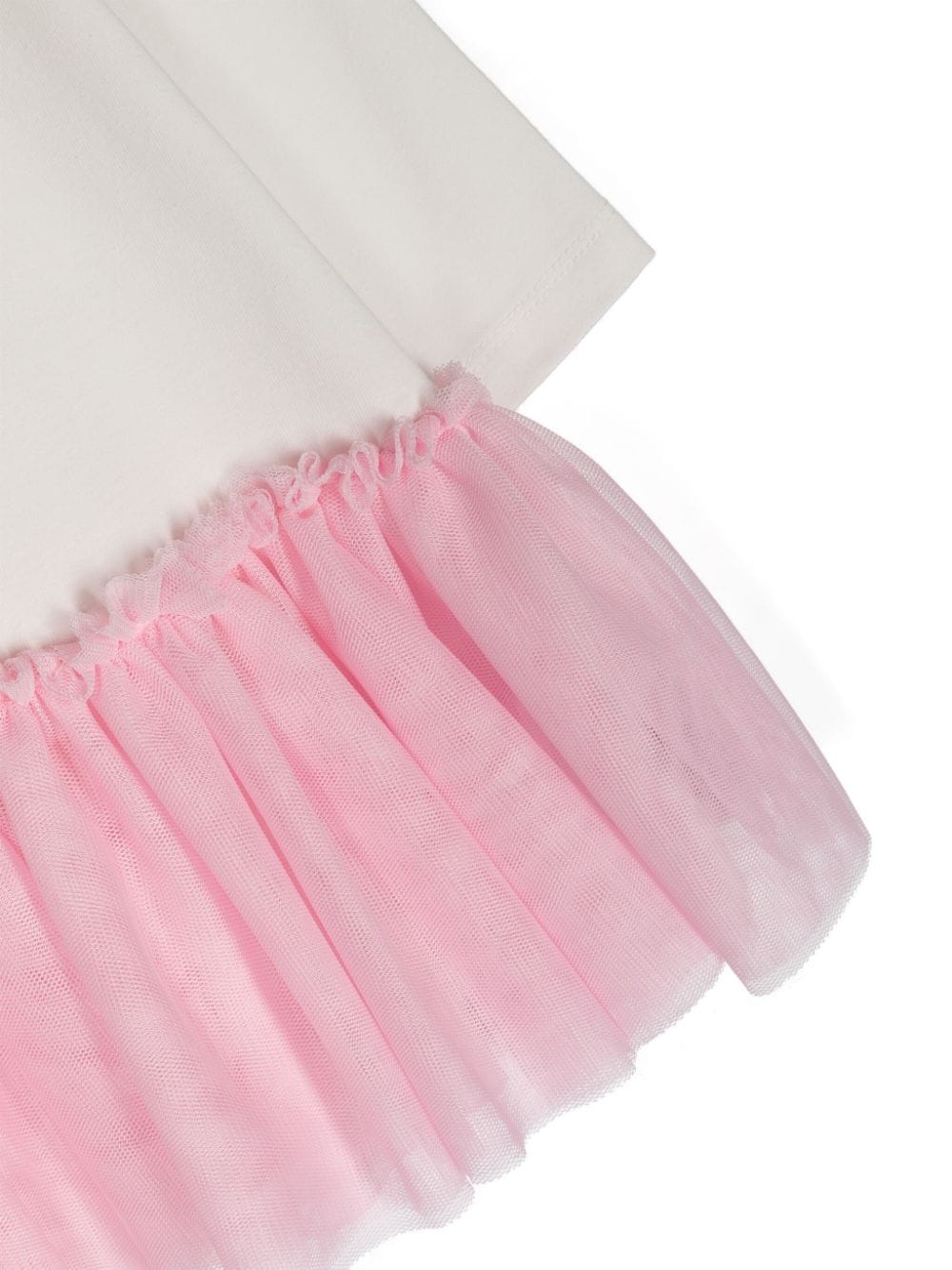 Abito corto con rifinitura in tulle per neonata Monnalisa bianco con scollo rotondo - Rubino Kids