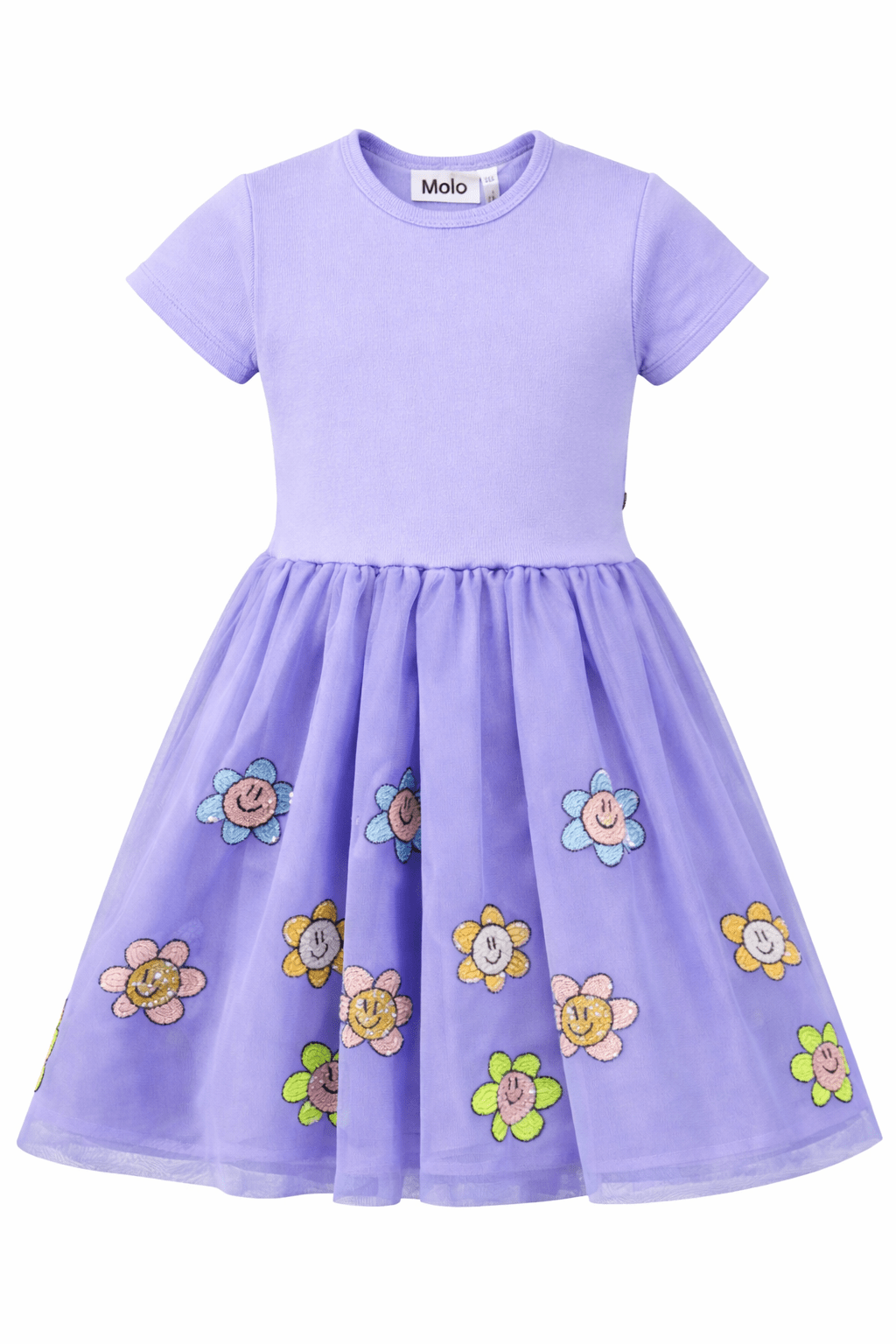 Abito Cyrusila per bambina Molo viola con stampa fiori - Rubino Kids