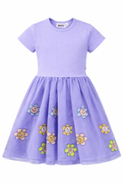 Abito Cyrusila per bambina Molo viola con stampa fiori - Rubino Kids