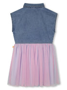 Abito denim per bambina Billieblush indaco con gonna plissettata - Rubino Kids