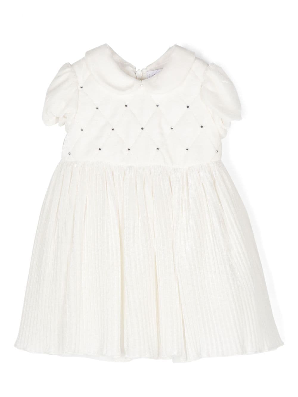 Abito elegante per neonata Monnalisa bianco con decorazione in cristalli - Rubino Kids