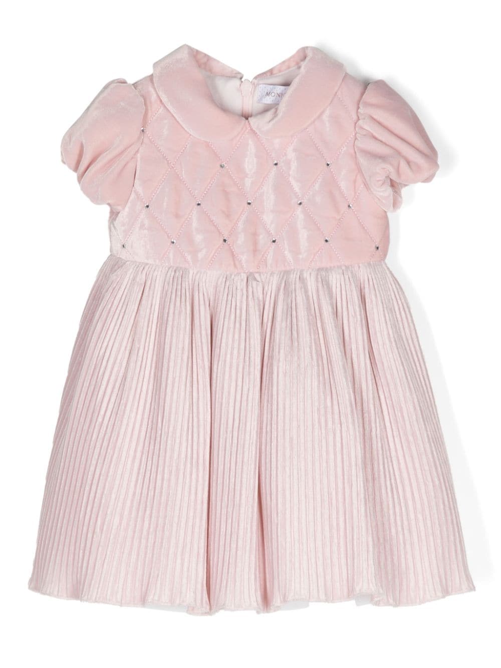 Abito elegante per neonata Monnalisa rosa con decorazione in cristalli - Rubino Kids