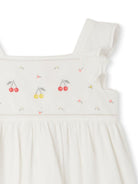 Abito Galia in cotone per bambina Bonpoint bianco con collo quadrato - Rubino Kids