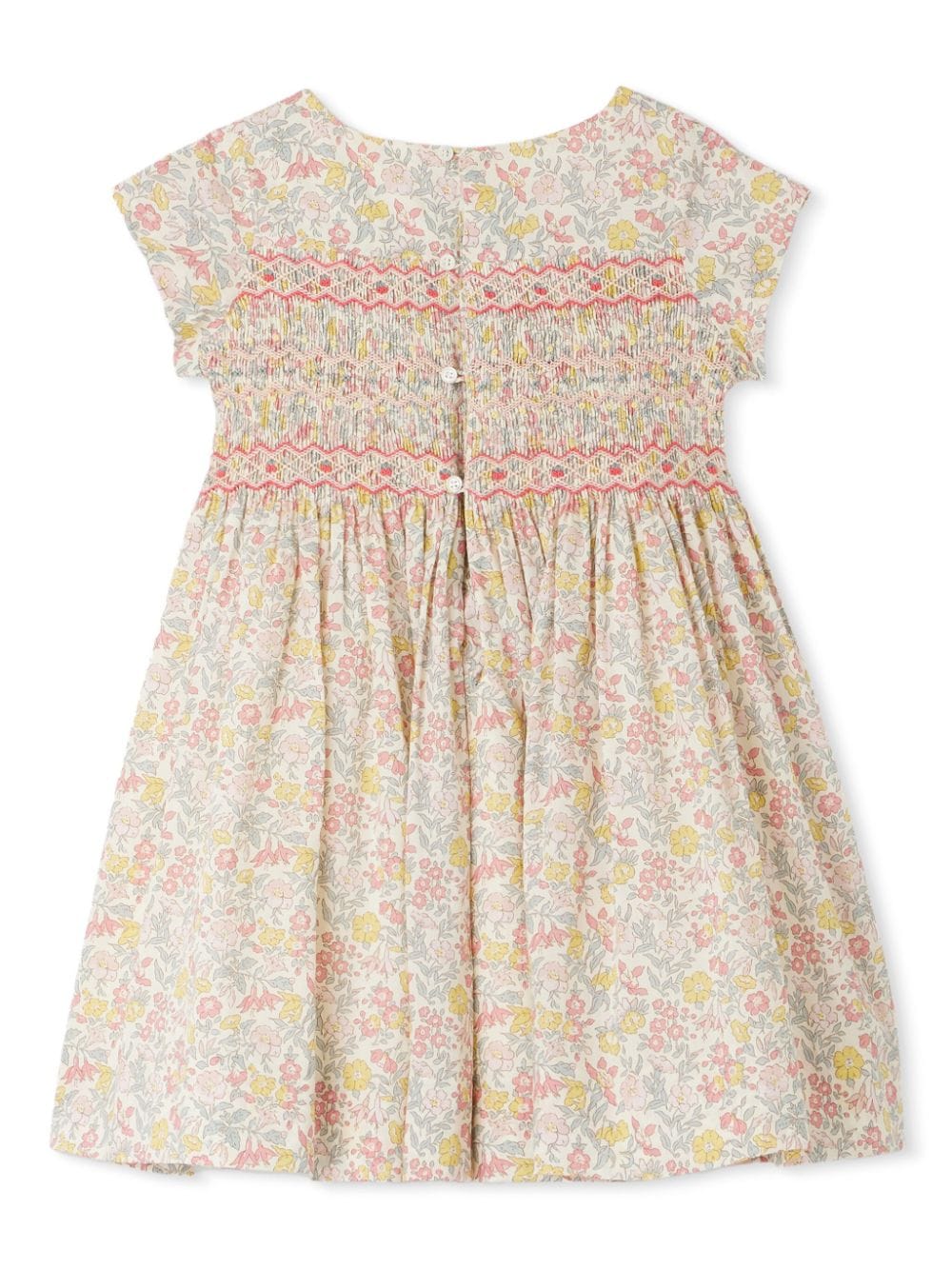 Abito in duchesse di cotone stampa floreale per bambina Bonpoint multicolor con girocollo - Rubino Kids