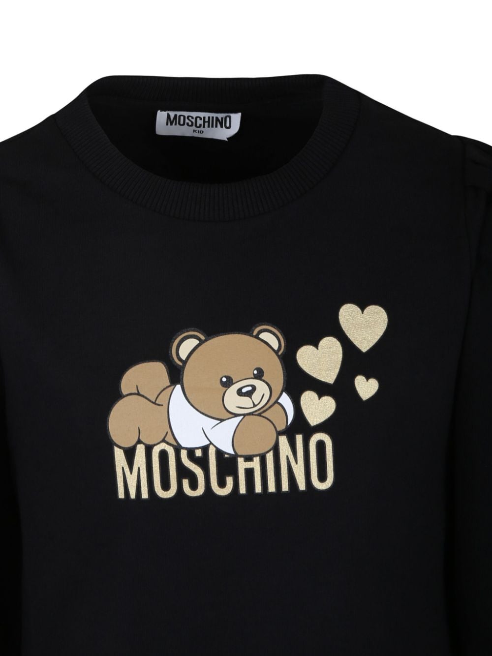 Abito in jersey per bambina Moschino Kids nero con stampa logo Teddy Bear - Rubino Kids