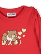 Abito in jersey per bambina Moschino Kids rosso con stampa logo Teddy Bear - Rubino Kids