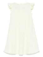 Abito in lino per bambina Il Gufo giallo con ruches - Rubino Kids