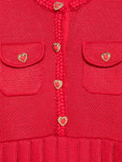 Abito in maglia plissettato per bambina Self - Portrait Kids rosso con bottoni a cuore - Rubino Kids