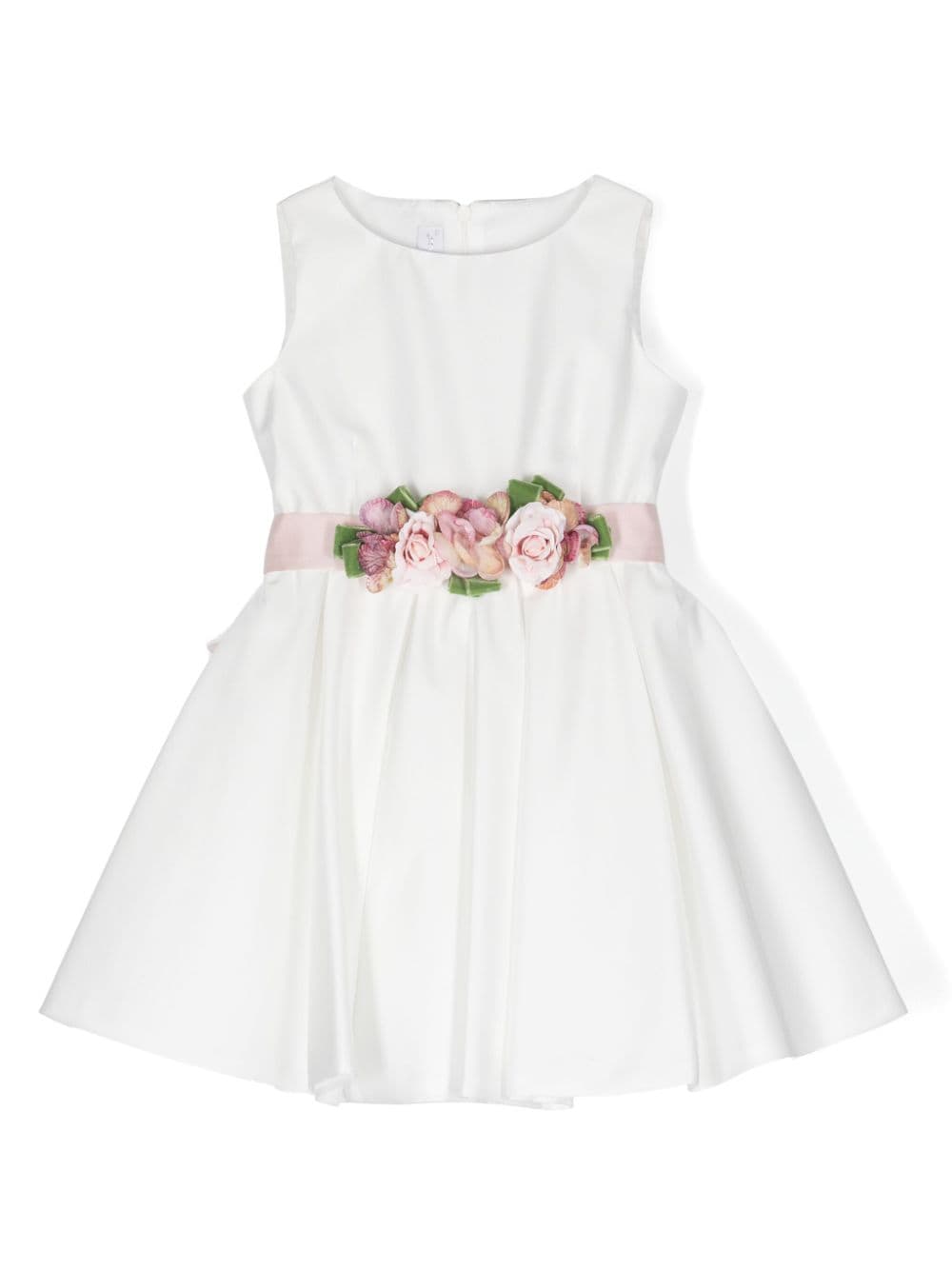 Abito in satin con applicazioni floreali - Rubino Kids