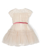 abito in tulle con applicazioni floreali - Rubino Kids