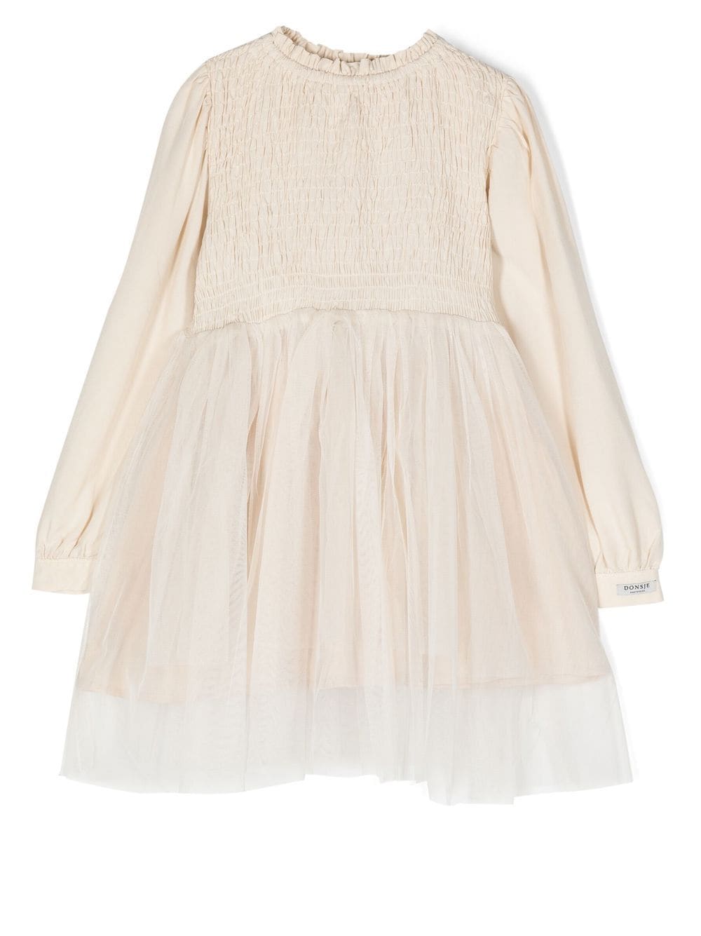 Abito in tulle per bambina Donsje beige con orli con bottone - Rubino Kids