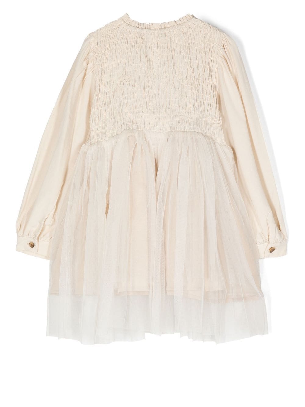 Abito in tulle per bambina Donsje beige con orli con bottone - Rubino Kids