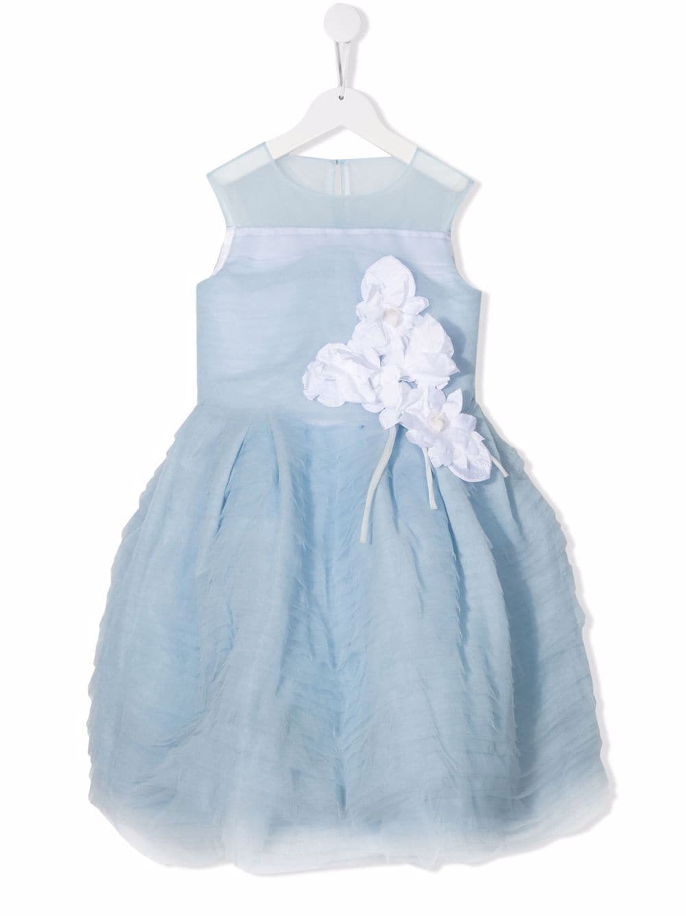 Abito in tulle per bambina Marchesa Kids Couture azzurro con dettaglio bouquet - Rubino Kids